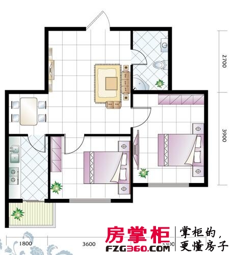 新汉城锦都户型图B户型 2室2厅1卫