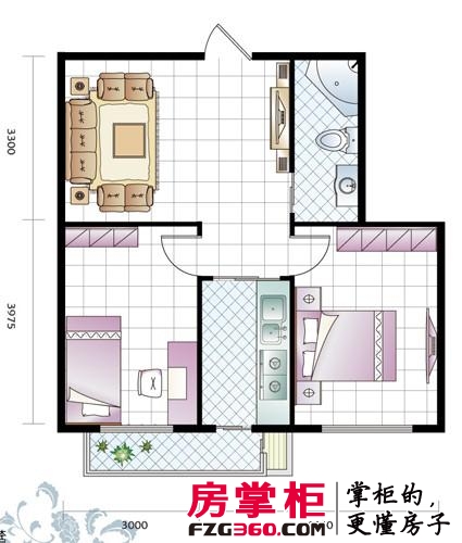 新汉城锦都户型图C户型 2室1厅1卫