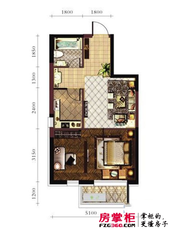 新加坡城户型图A1户型浪琴小筑 1室1厅1卫