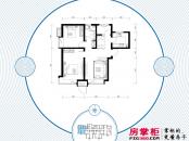 京能海与城户型图高层标准层通透两室户型 2室1厅1卫1厨