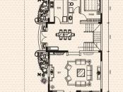 团泊湖光耀城户型图二期双拼别墅73、74、75号楼C户型一层 5室3厅4卫1厨
