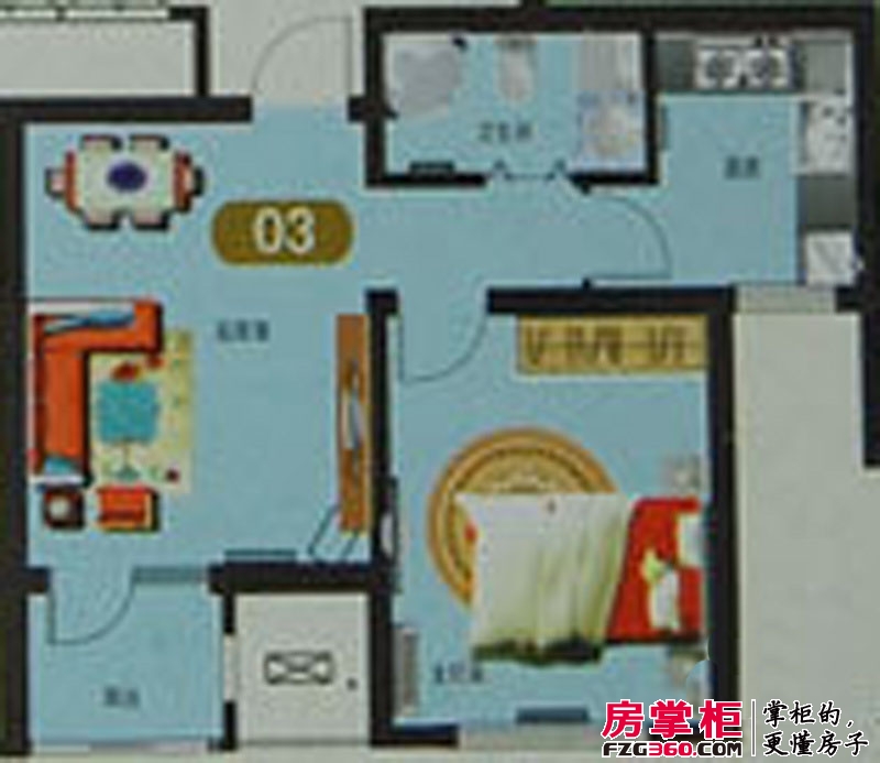 渤海天易园户型图高层标准层03户型 1室1厅1卫1厨