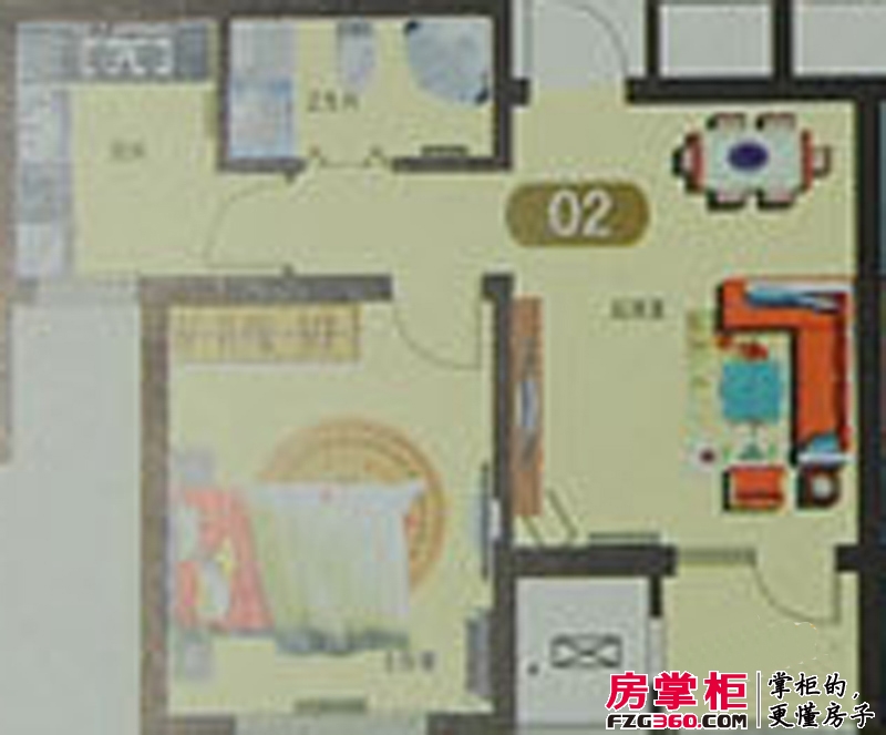 渤海天易园户型图高层标准层02户型 1室1厅1卫1厨