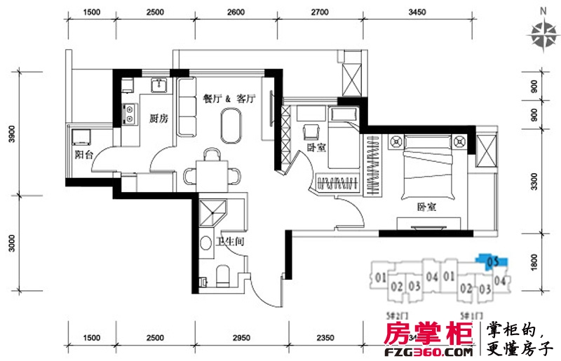 星耀五洲户型图亚欧系列高层标准层c2-a户型 2室2厅1卫1厨