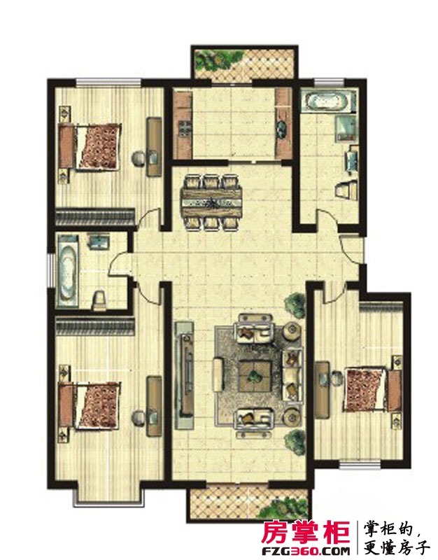 盛世豪庭二期户型图洋房标准层三室户型 3室2厅1卫2厨