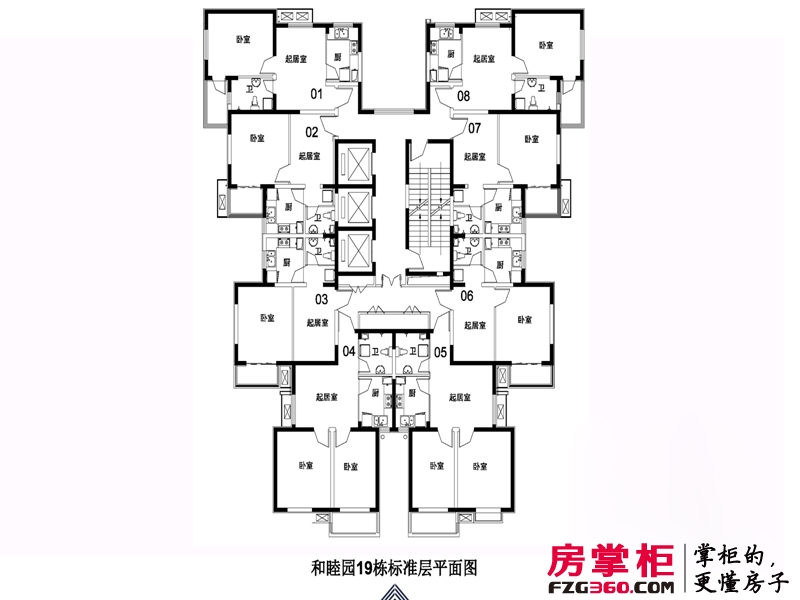 东西沽现房户型图和睦园19栋标准层平面图