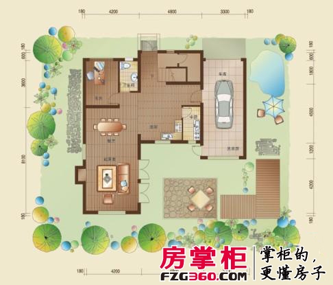 田纳溪湖户型图别墅202D户型一层户型图 1室1厅1卫1厨