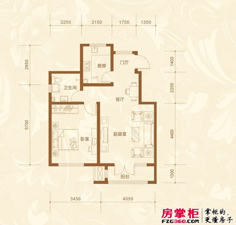 亚泰澜公馆户型图洋房标准层YA-1户型 1室1厅1卫1厨