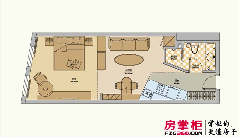 润德汇户型图公寓标准层C户型 1室1厅1卫1厨