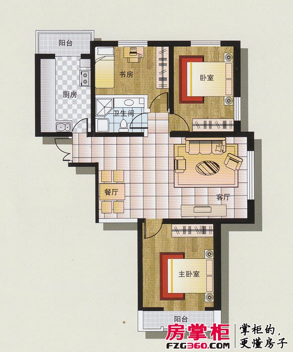 馨月湾户型图一期高层标准层3室户型 3室2厅1卫1厨