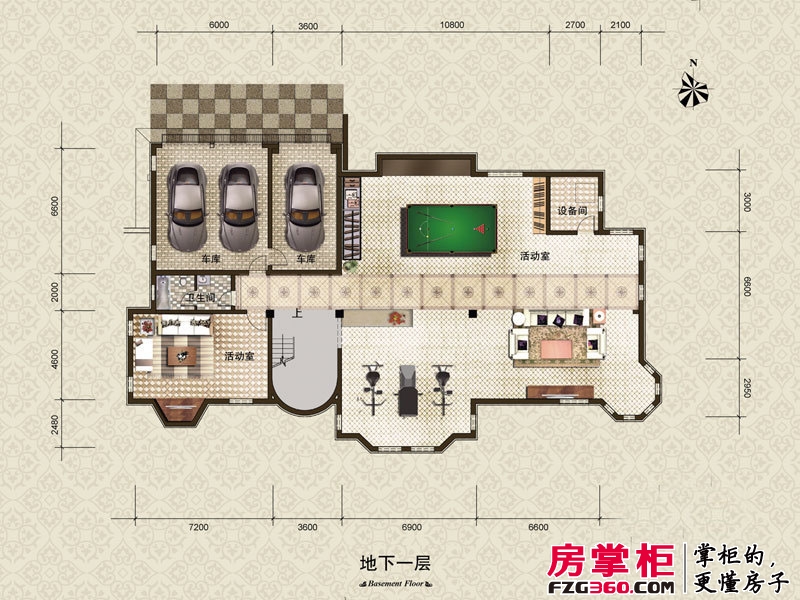 松江高尔夫小镇户型图二期联排别墅G户型地下室户型图 7室5厅8卫2厨