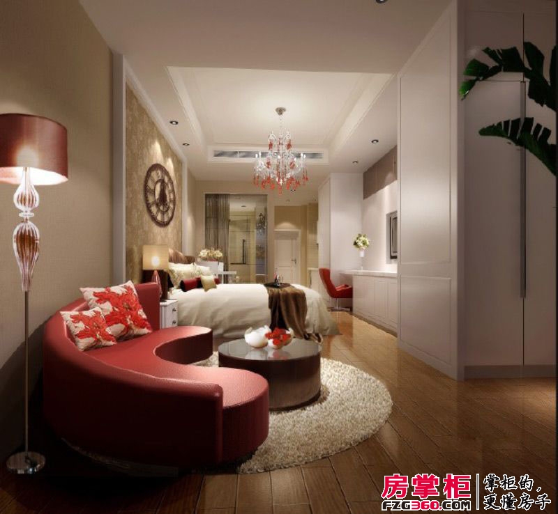 中惠熙元广场样板间酒店式公寓卧室-西班牙风格