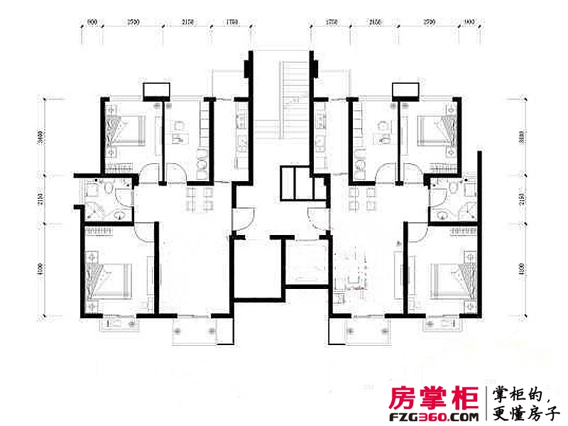 房信海景园户型图一期2号楼标准层16C户型 3室2厅1卫