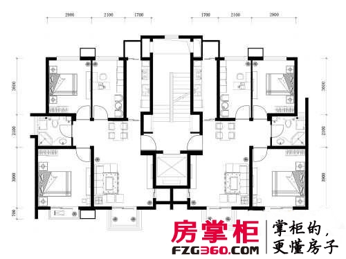 房信海景园户型图11号楼标准层C户型 3室2厅