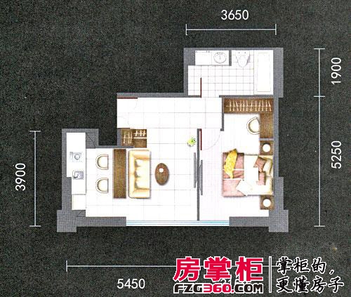 中国窗户型图二期1号楼4-23层A1-3户型 1室1厅1卫1厨