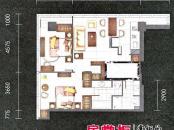 中国窗户型图二期1号楼4-23层A1-1户型 2室2厅2卫1厨