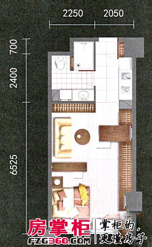 中国窗户型图二期1号楼7-23层A1-5户型 1室1卫1厨