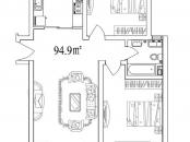 和骏新家园户型图洋房标准层94.9平米户型 2室2厅1卫1厨