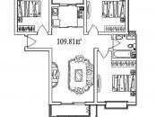 和骏新家园户型图洋房标准层109平米户型 3室2厅1卫1厨