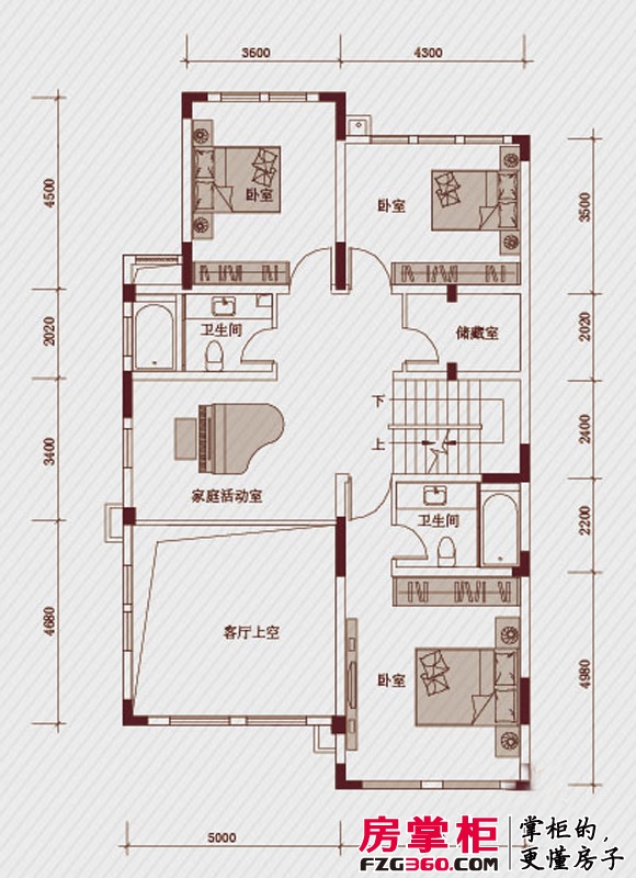 复地温莎堡户型图双拼A户型二层户型图 5室2厅6卫2厨