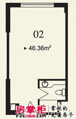 海泰国际公寓户型图标准层02户型 1室1卫