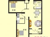 天津星河花园户型图二期高层标准层F户型 2室1厅1卫1厨