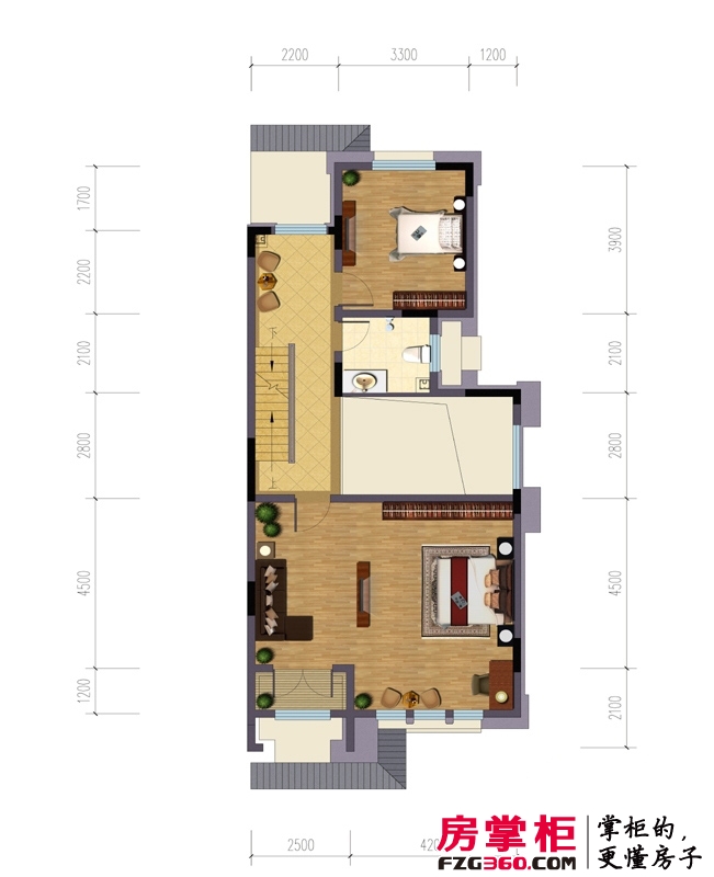 天山龍玺户型图一期联排别墅端户二层户型图 4室3厅2卫1厨