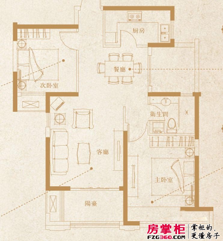 雲锦世家户型图一期1-7号楼标准层D2户型 3室2厅1卫1厨