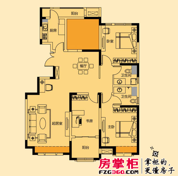 万科金域华府一期洋房标准层A户型4室3厅3卫1厨