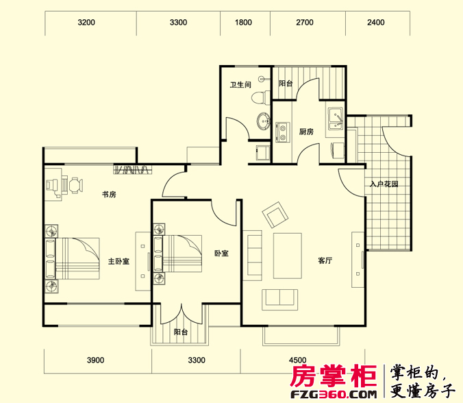 米兰东湖湾标准层E5户型2室1厅1卫