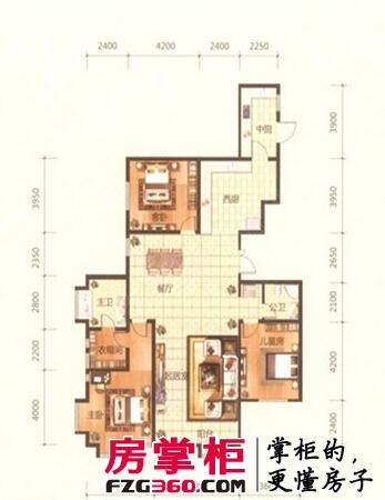 中信城市广场洋房标准层A1户型3室2厅2卫1厨