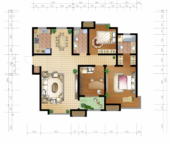 27#，30# C3 三室两厅两卫 建筑面积约：130.71 舒适三房