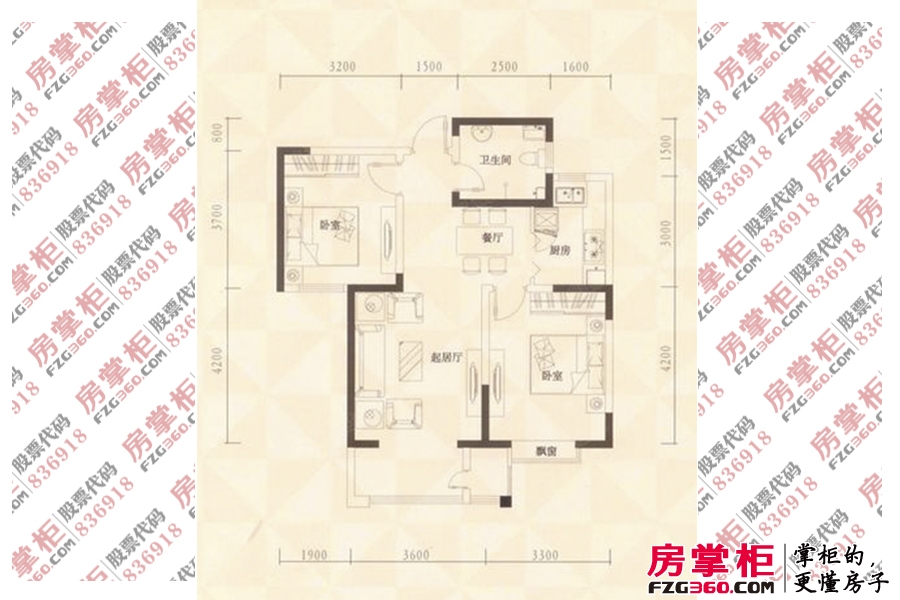 高层4#楼标准层90.43平米户型