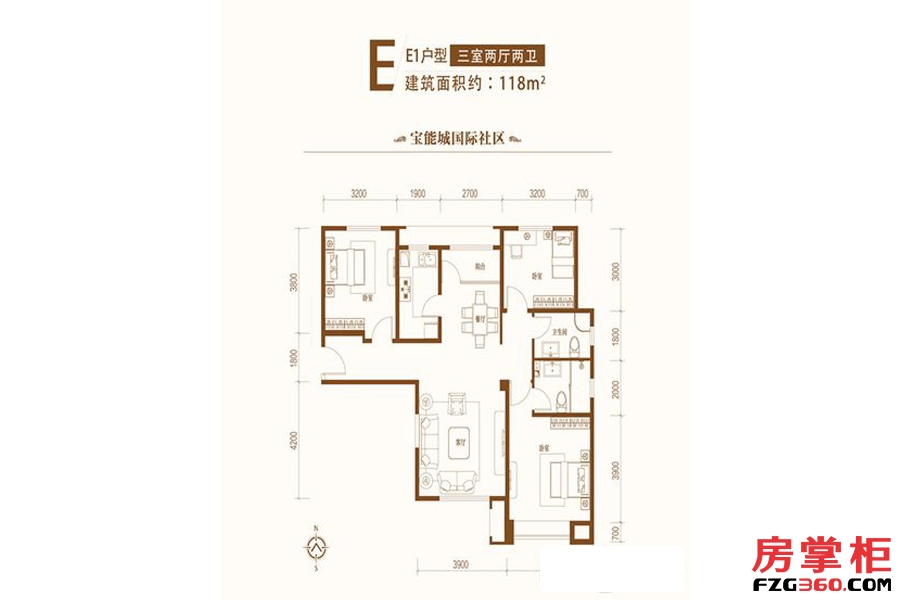 小高层标准层E1户型