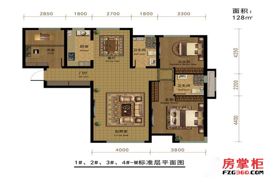 一期高层1#2#3#4#楼标准层户型图