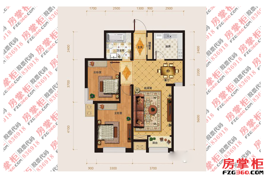 14号楼标准层B1户型图