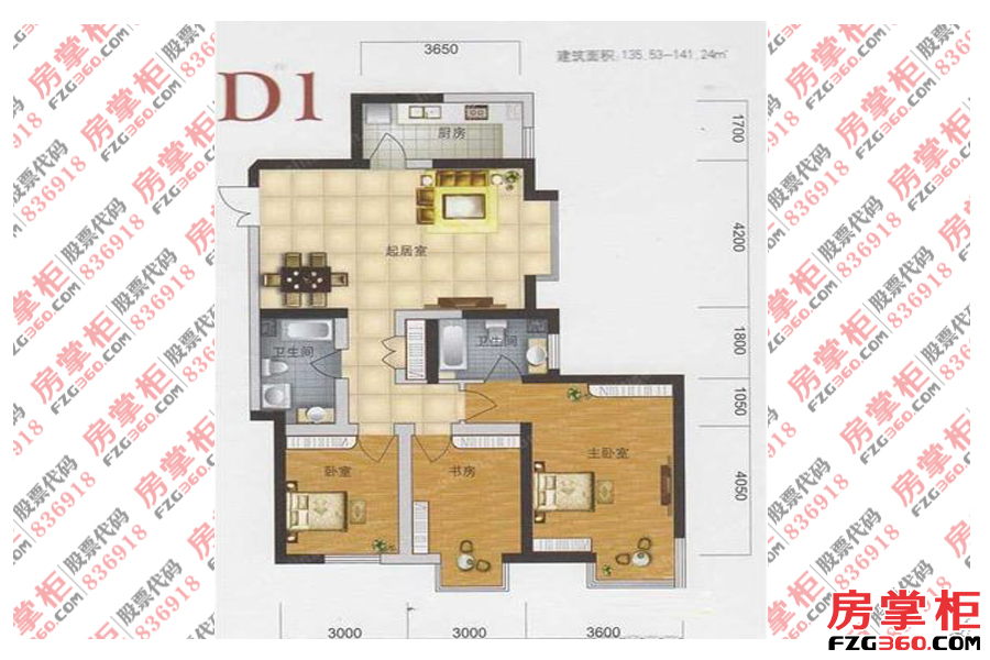 一期2号楼标准层D1户型