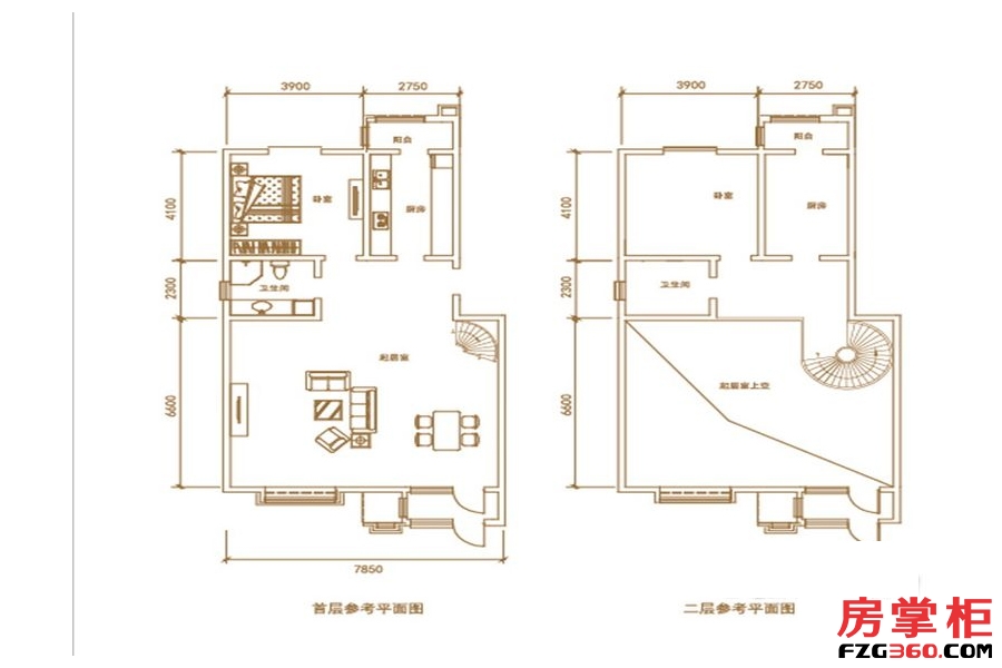 洋房标准层跃层C1户型