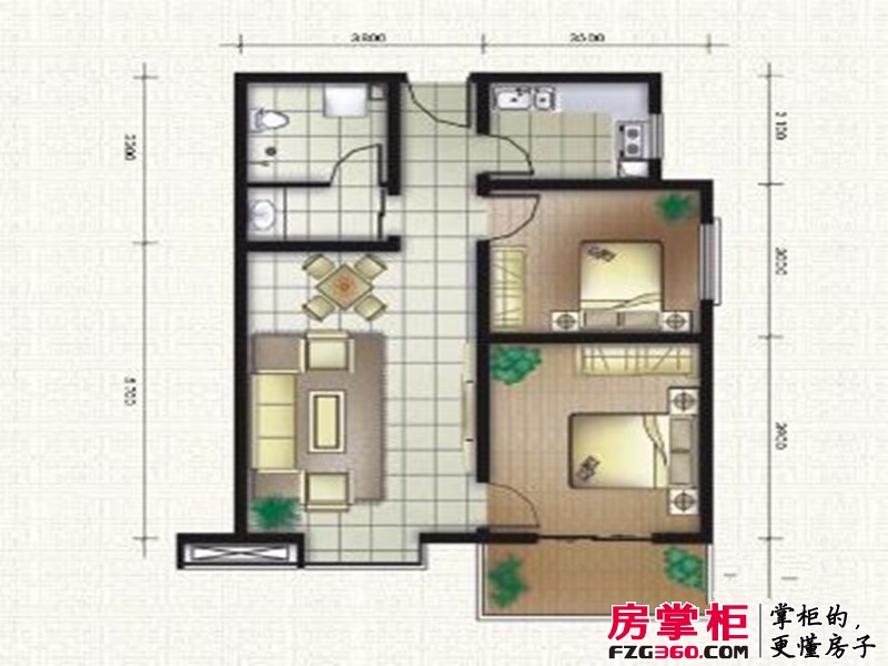 鑫悦嘉园户型图B户型 2室2厅1卫1厨