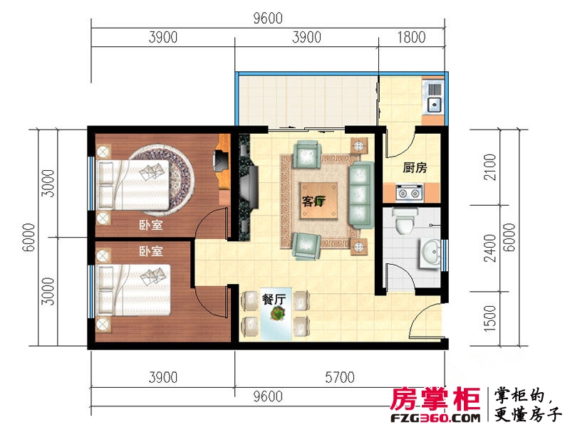裕峰花园户型图A户型82.78平米在售 2室1厅1卫1厨