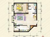 青城国际公寓户型图1期1#E户型 1室2厅2卫1厨