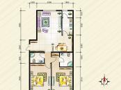 青城国际公寓户型图1期1#B户型 2室2厅2卫1厨