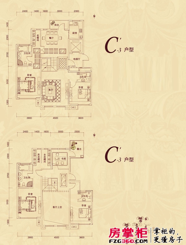 复地东山国际平墅户型图C’3户型 5室2厅3卫2厨