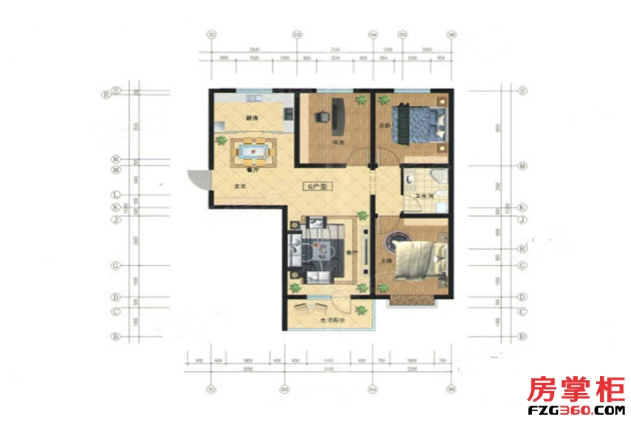 G户型 3室2厅1卫1厨 112.48平米