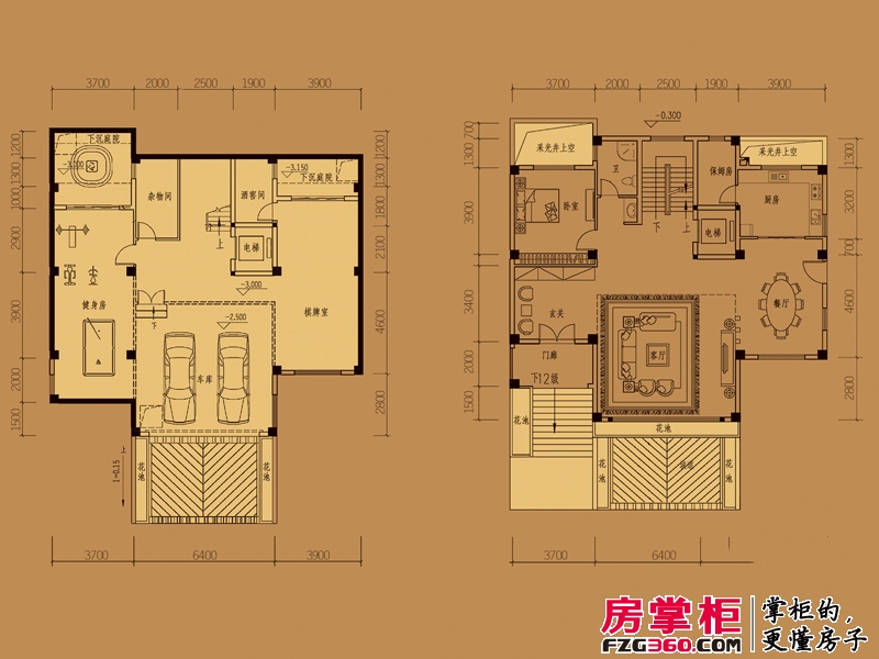 龙泉御墅370平独栋别墅户型地下室、一层6室2厅4卫1厨 370.00㎡