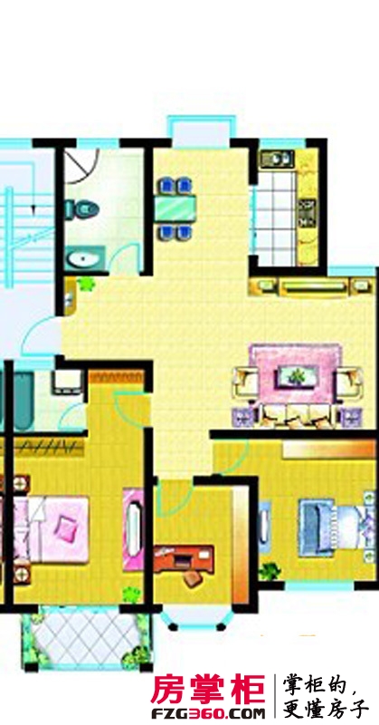 北景园户型图117平米户型 3室2厅2卫1厨