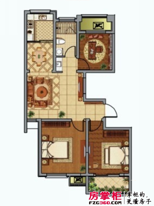 紫金·奥玲花园户型图H3-1户型 3室2厅1卫