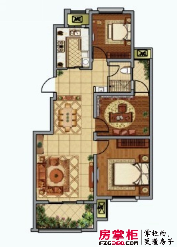 紫金·奥玲花园户型图H4-1户型 3室2厅1卫