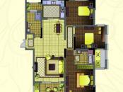 紫金天境户型图H3-1户型 3室2厅2卫