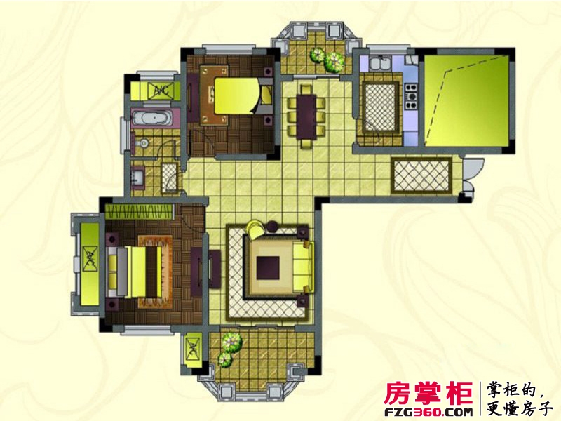 紫金天境户型图H4-1户型 2室2厅1卫